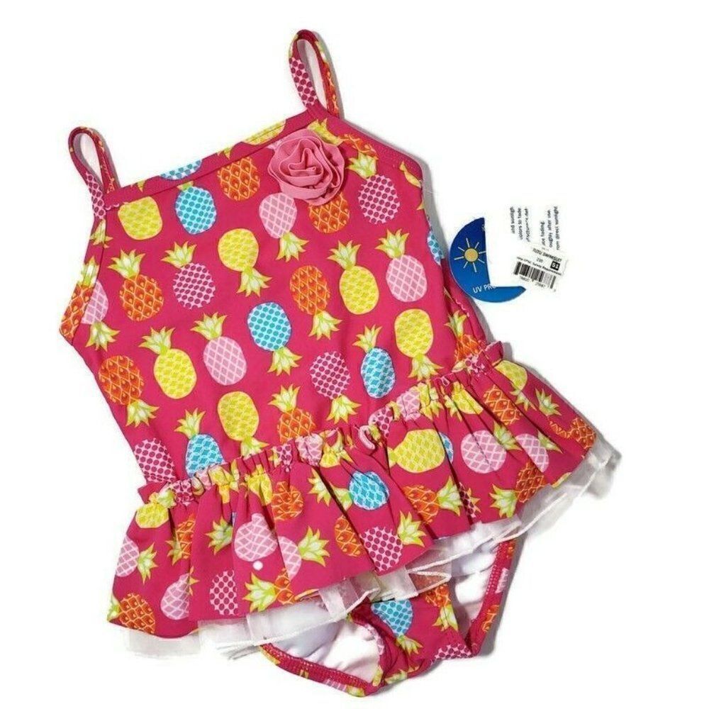 Wave‎ Zone Swimsuit Girls Toddler 24 Months Tutu Pineapple 50 UV Protection NWT